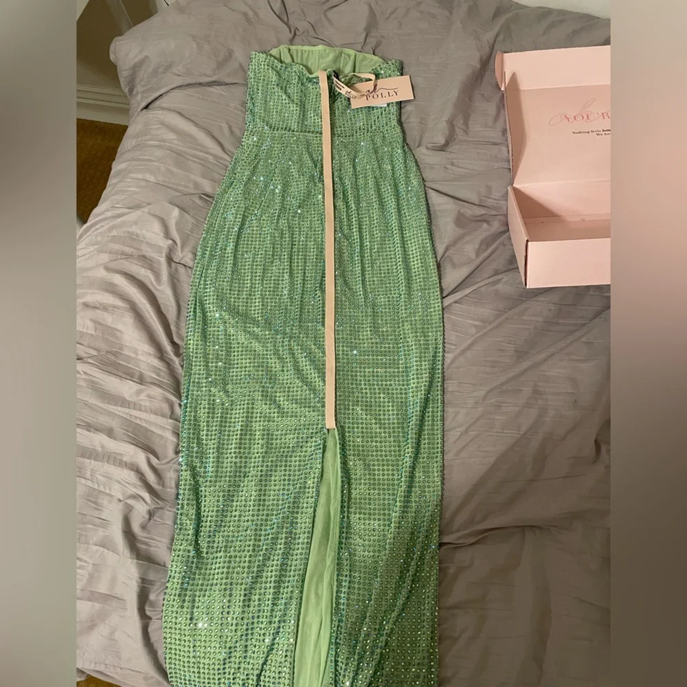 Oh Polly Daleyza Green Embellished Dress - Picture 2 of 7